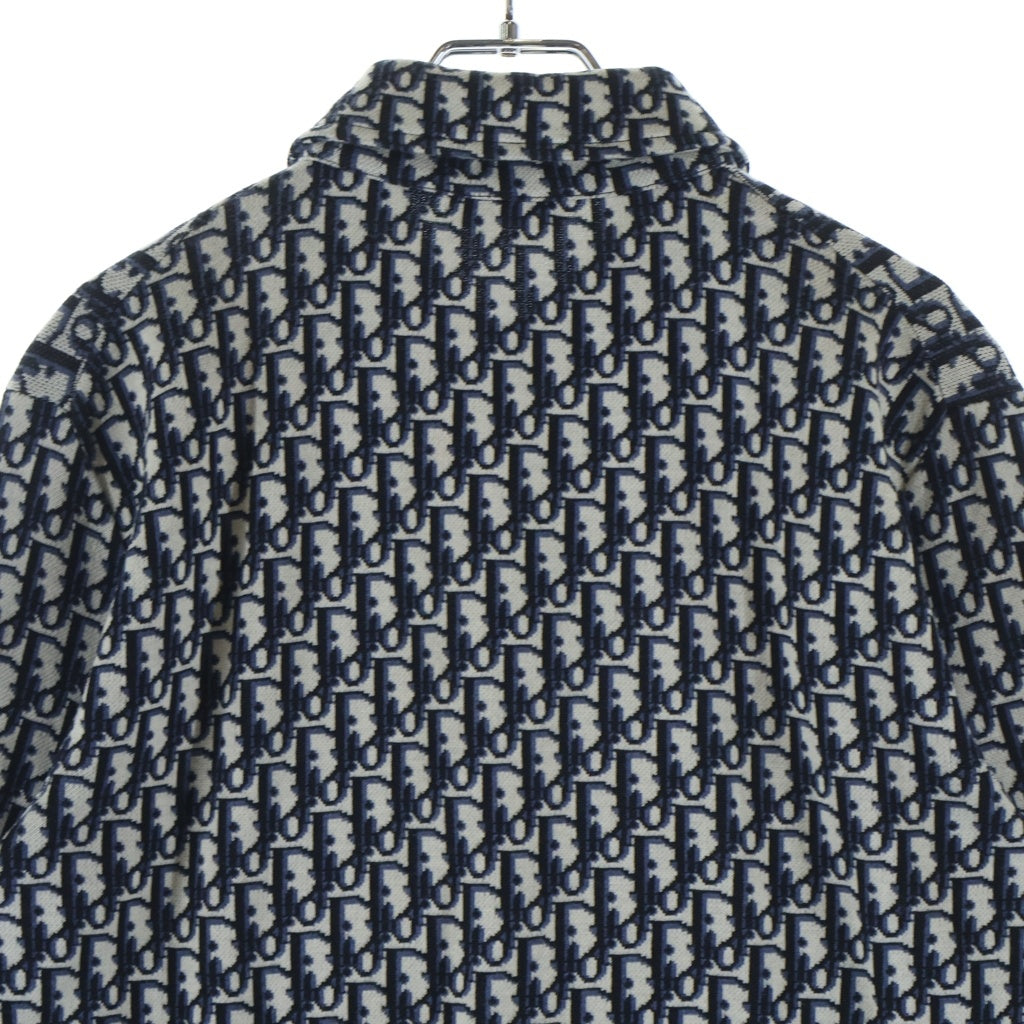 DIOR(ディオール) 20SS OBLIQUE OVERSHIRT オブリーク総柄 コットンニット 長袖シャツ ネイビー 023M550AT099