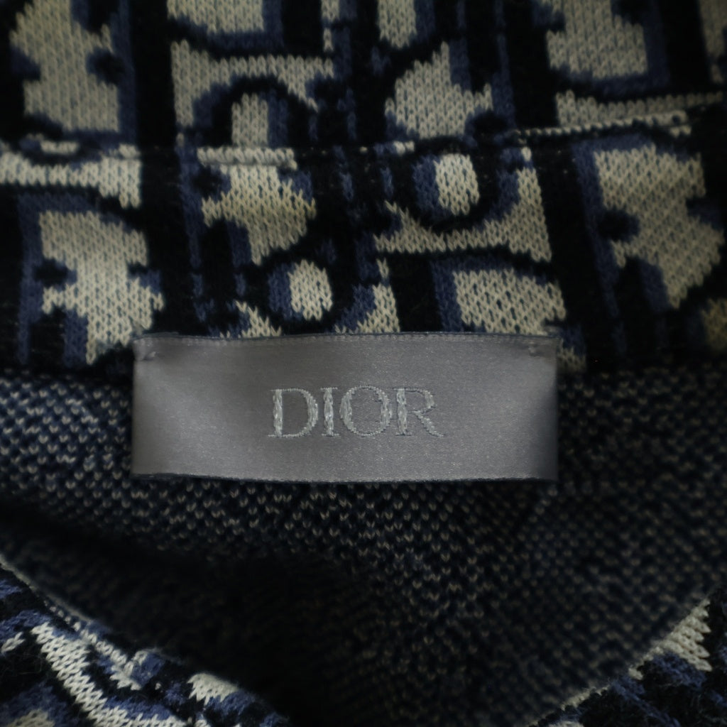 DIOR(ディオール) 20SS OBLIQUE OVERSHIRT オブリーク総柄 コットンニット 長袖シャツ ネイビー 023M550AT099