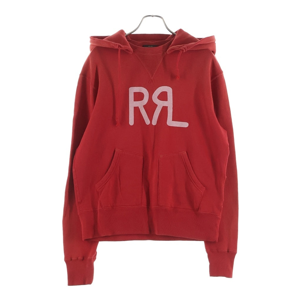 RRL(ダブルアールエル) フロントロゴプリント コットン フーデッド スウェット 後付け パーカー レッド
