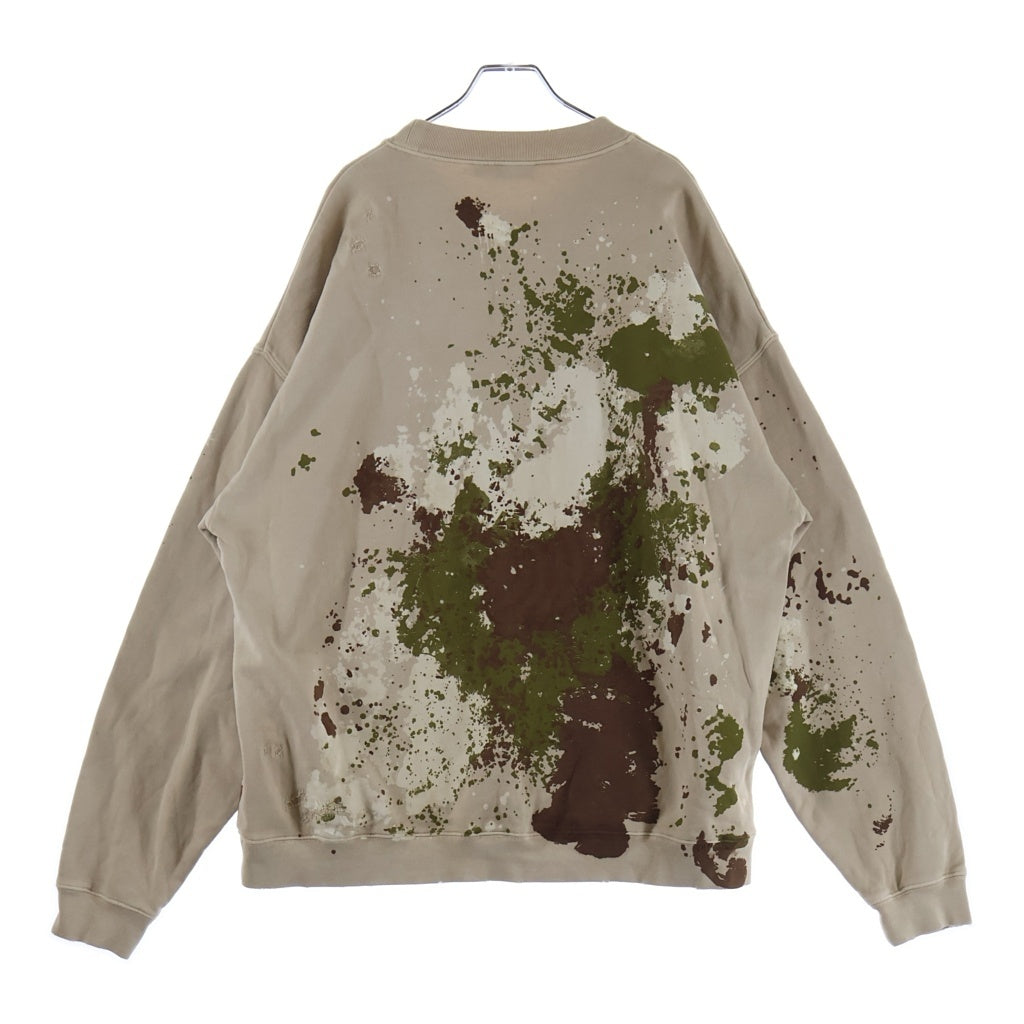 DSQUARED2(ディースクエアード) 21AW SPRAY&PAINT D2 SWEATER スプレー ペイント クルーネック プルオーバー スウェット トレーナー ベージュ S71GU0471 S25030