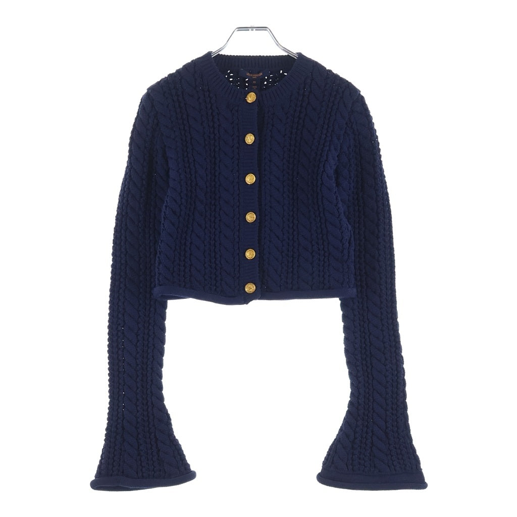 LOUIS VUITTON(ルイヴィトン) 22SS ロゴボタン ケーブルニットカーディガン ネイビー RW221A LJ6 FMKC88 レディース
