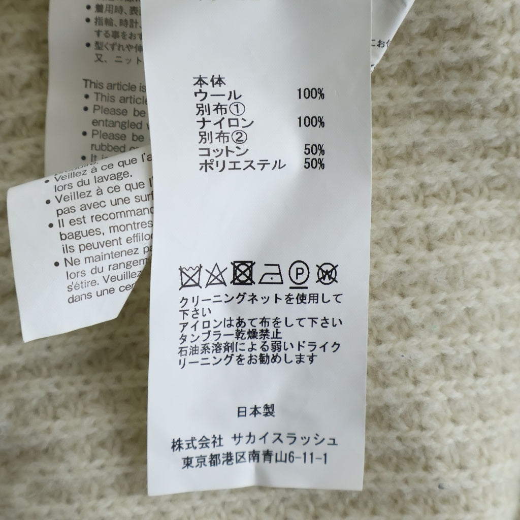 Sacai(サカイ) 19AW ドッキング ケーブル クルーネックニットセーター ホワイト/グレー 19-02118M