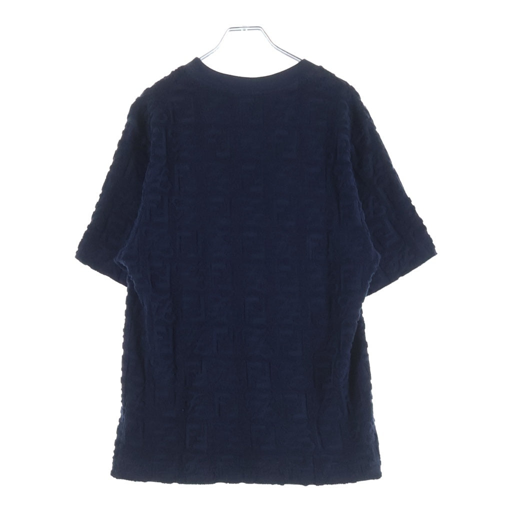 FENDI(フェンディ) FF LOGO PATTERN COTTON T-SHIRT FFロゴパターン 総柄 パイル コットン クルーネック半袖Tシャツ カットソー ネイビー FY0936 A9RK