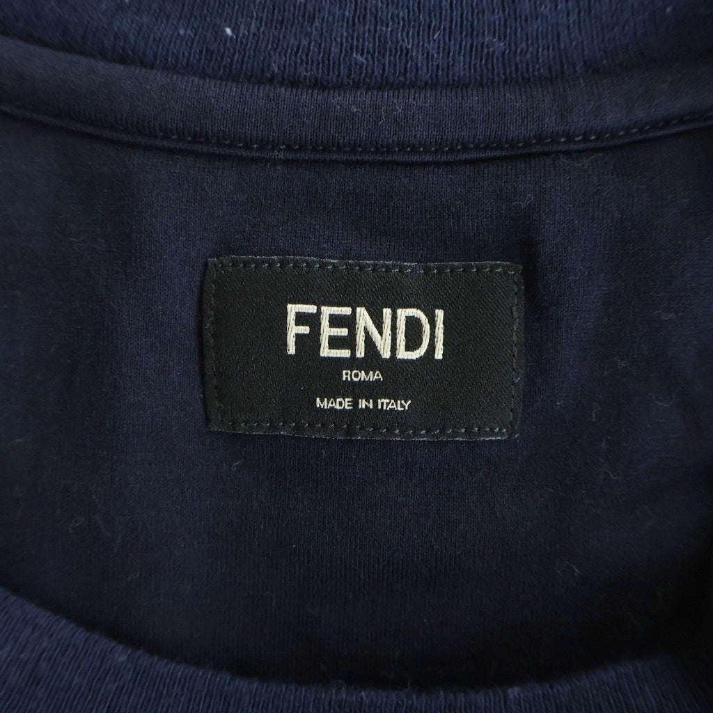 FENDI(フェンディ) FF LOGO PATTERN COTTON T-SHIRT FFロゴパターン 総柄 パイル コットン クルーネック半袖Tシャツ カットソー ネイビー FY0936 A9RK