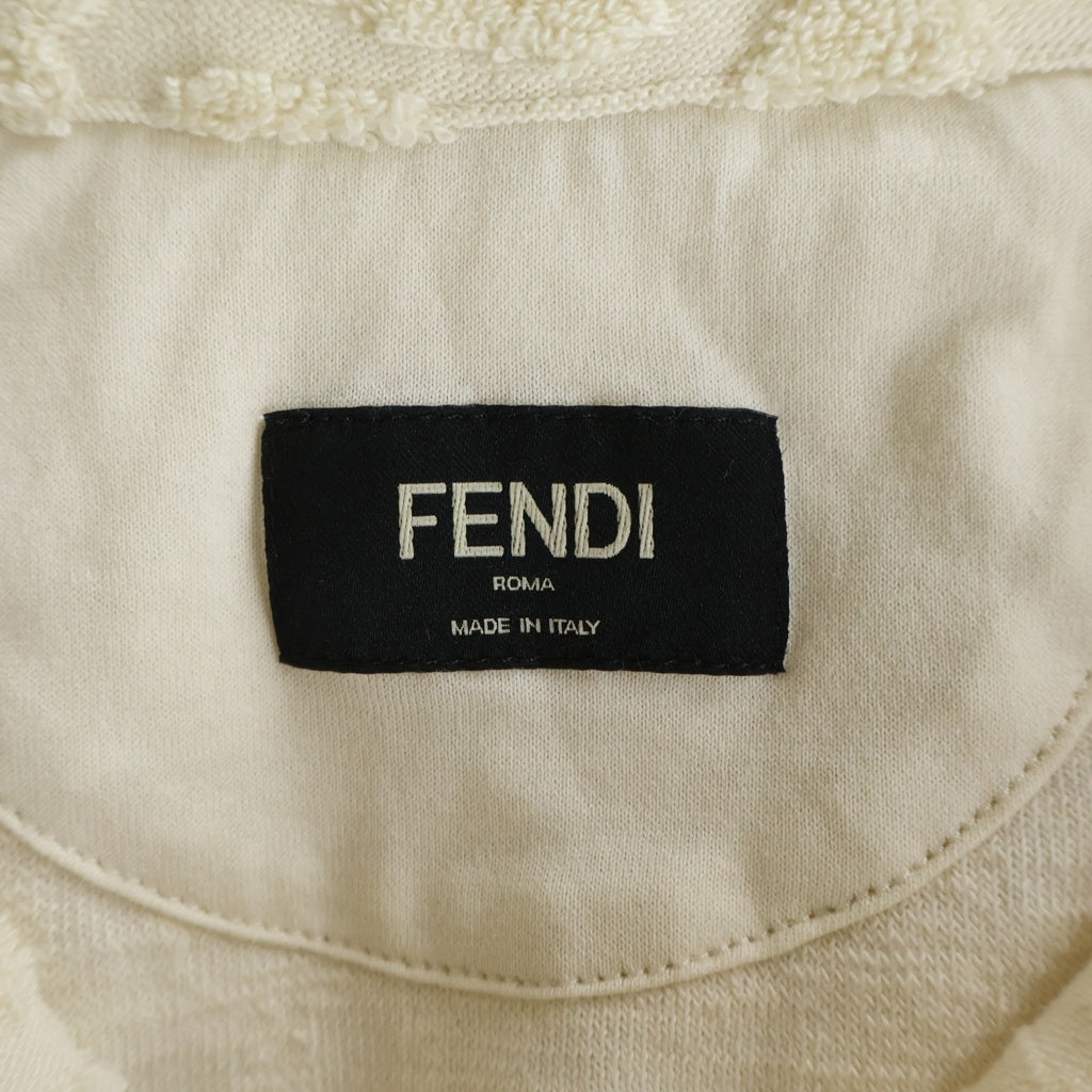 FENDI(フェンディ) FFロゴ モノグラムテクスチャード パイル 半袖ポロシャツ ベージュ FY1130 A9RK