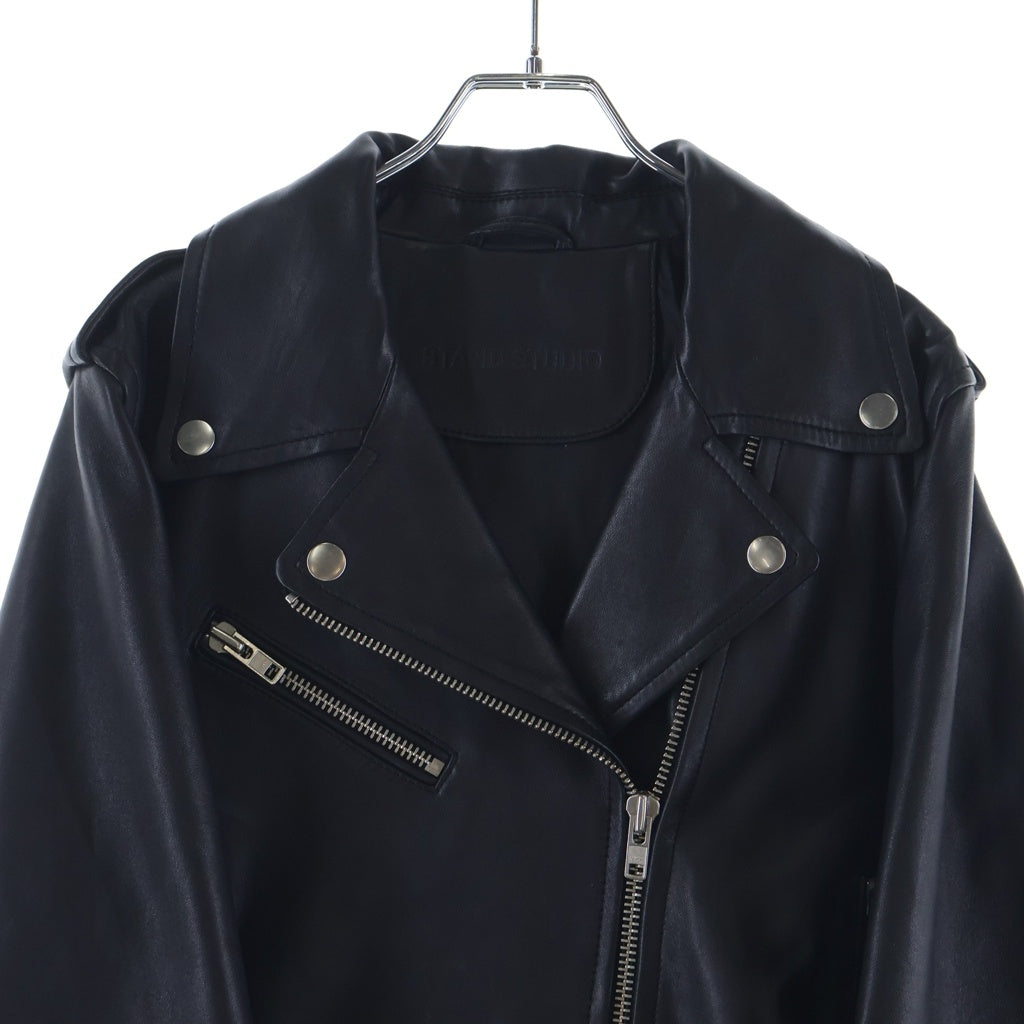 STAND STUDIO(スタンド スタジオ) ICON BIKER JACKET アイコン バイカー ラムレザー ダブルライダースジャケット ブラック 61792-7030