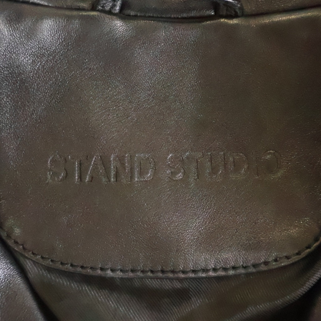 STAND STUDIO(スタンド スタジオ) ICON BIKER JACKET アイコン バイカー ラムレザー ダブルライダースジャケット ブラック 61792-7030