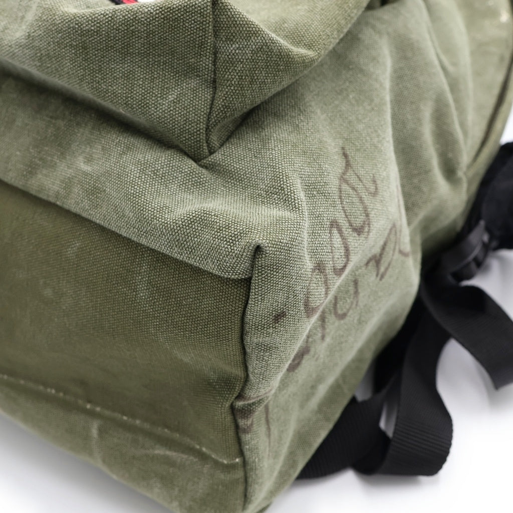 READY MADE(レディメイド) BACK PACK パロディロゴ ヴィンテージ加工 2WAY ショルダーストラップ付き バックパック リュックサック カーキ