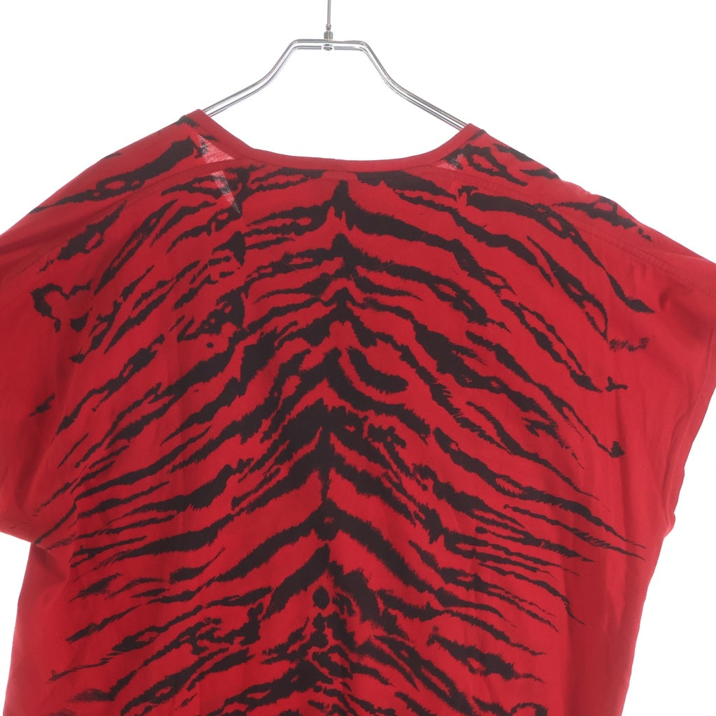 SAINT LAURENT PARIS(サンローランパリ) 14AW エディ期 ゼブラプリント クルーネック半袖Tシャツ カットソー レッド 364722 Y2JK2