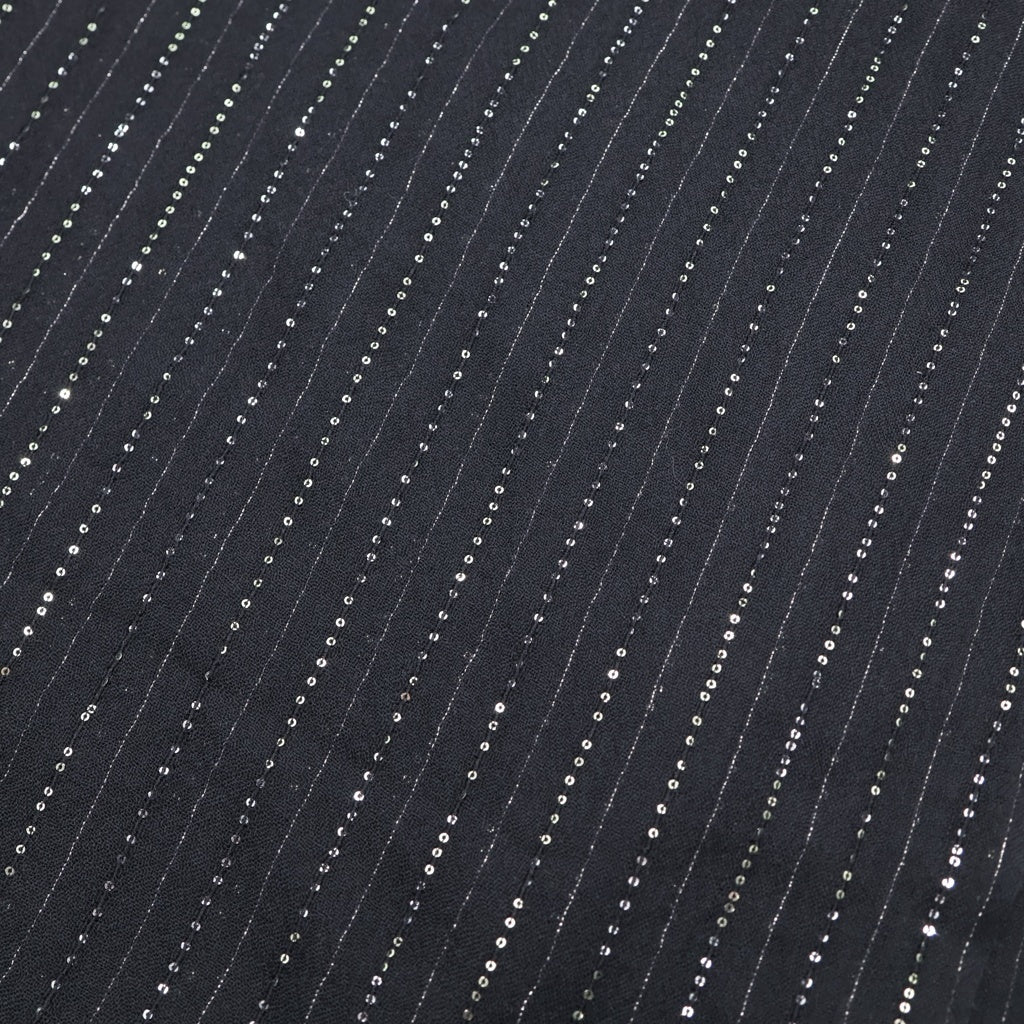 SAINT LAURENT PARIS(サンローランパリ) カシミヤ混 スパンコール ストライプ スカーフ ストール ブラック レディース