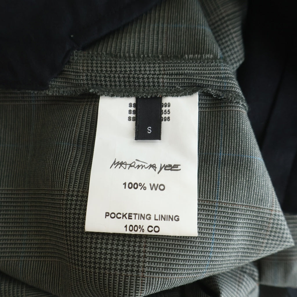 NO BRAND(ノーブランド) MARINA YEE マリナイー 25SS WIDE-LEGGED PLEATED TROUSERS ワイドレッグ プリーツ チェック トラウザーズ スラックス グレー