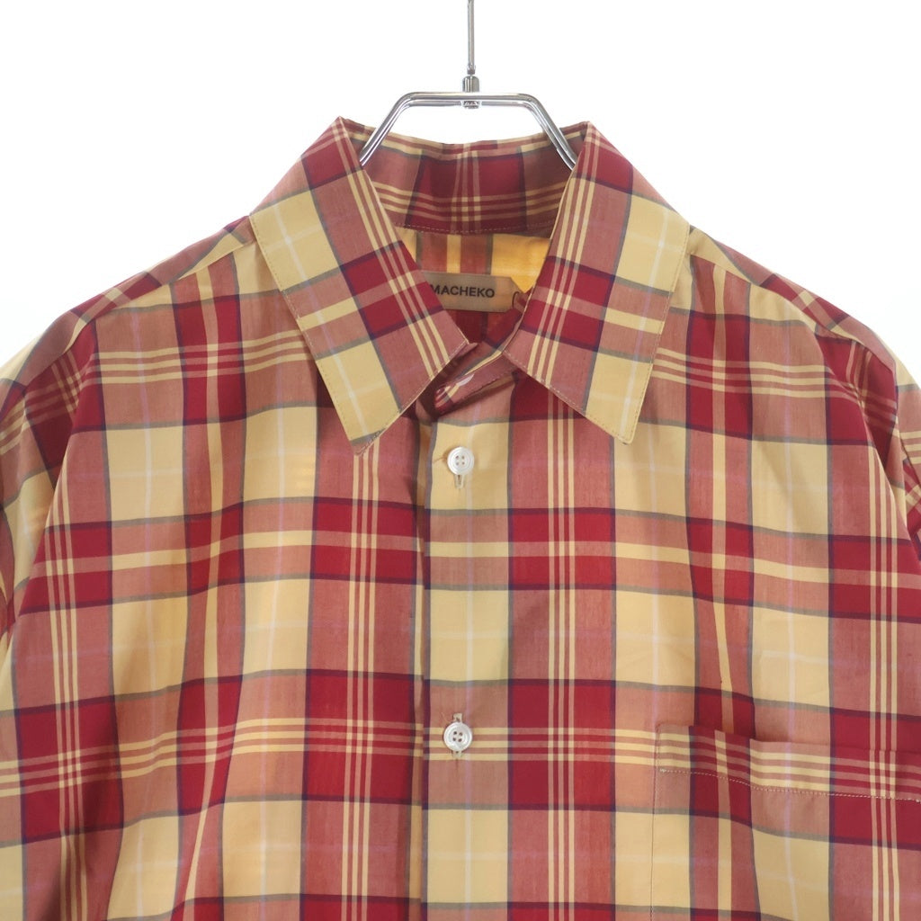 NAMACHEKO(ナマチェコ) 24SS VATTERN SHIRT ヴェッテルン チェック総柄 長袖シャツ レッド/イエロー NS24-401-N1531