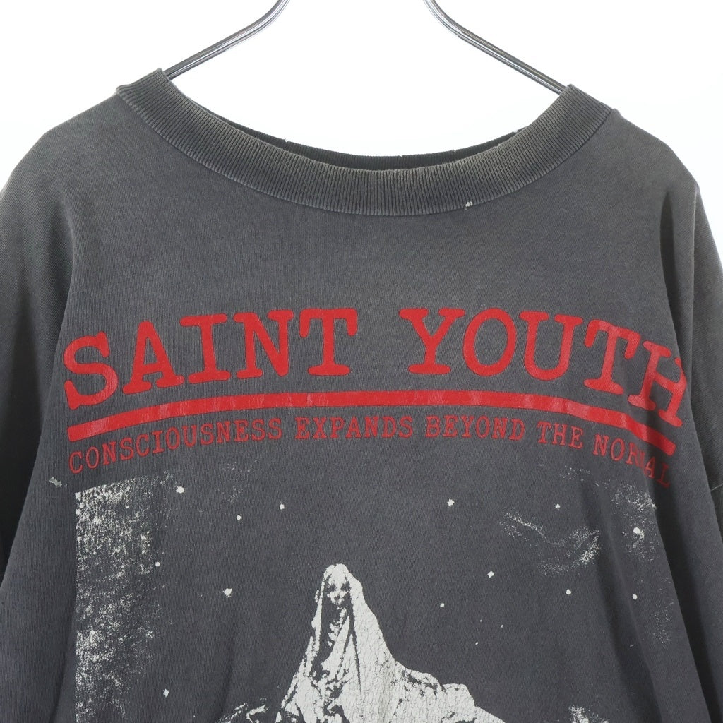 SAINT MICHAEL(セントマイケル) 25AW VINTAGE LS TEE SAINT YOUTH ヴィンテージ セイントユース 両面プリント クルーネック 長袖Tシャツ カットソー グレー SM-HR1-0000-032