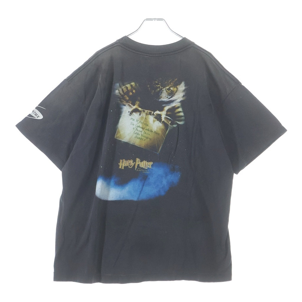 SAINT MICHAEL(セントマイケル) 25AW HP_SS TEE ヴィンテージ加工 ハリーポッター プリントロゴ クルーネック 半袖Tシャツ カットソー ブラック SM-HR1-0000-C45