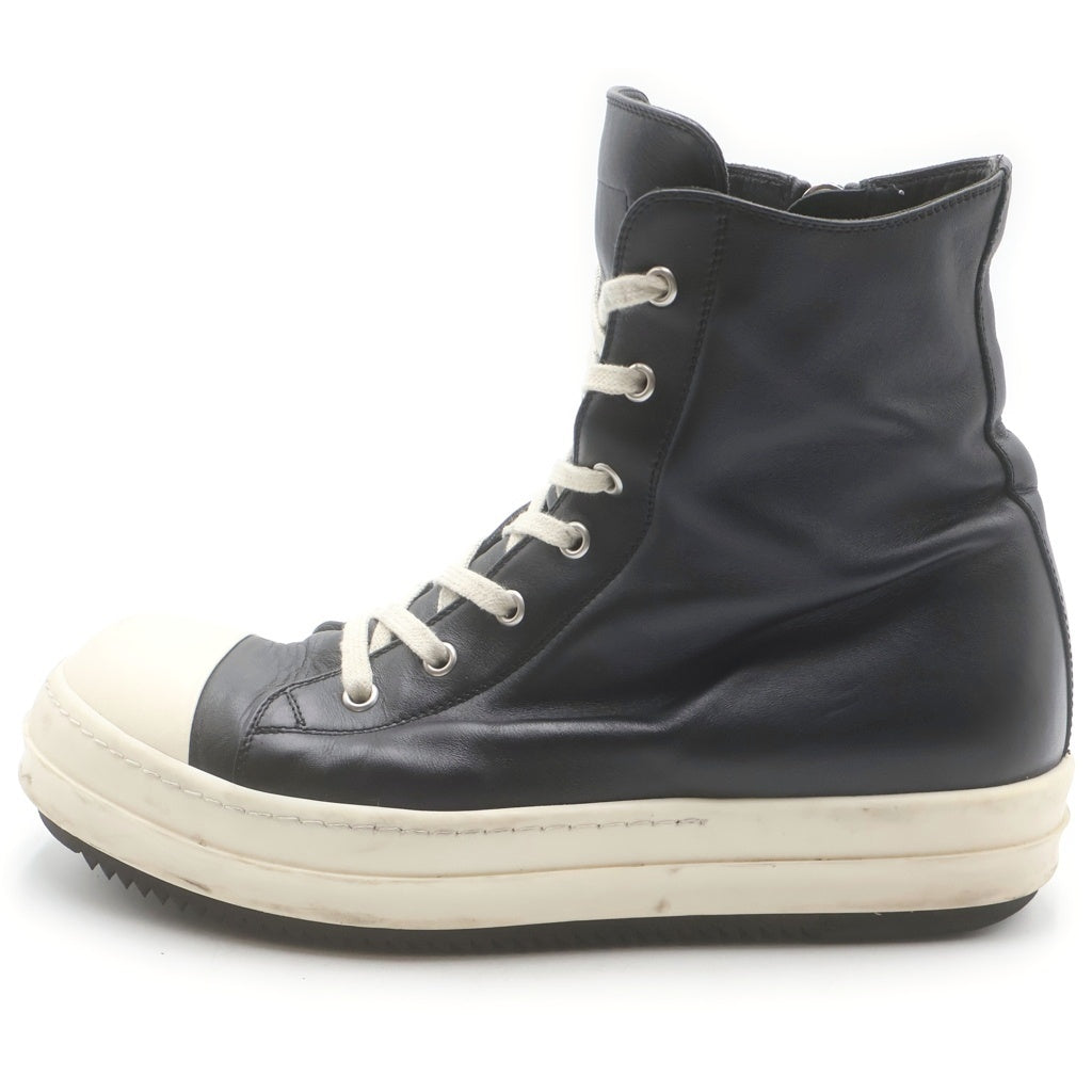 Rick Owens(リックオウエンス) RAMONES ラモーンズ サイドジップレザーハイカットスニーカー レースアップシューズ ブラック 28797