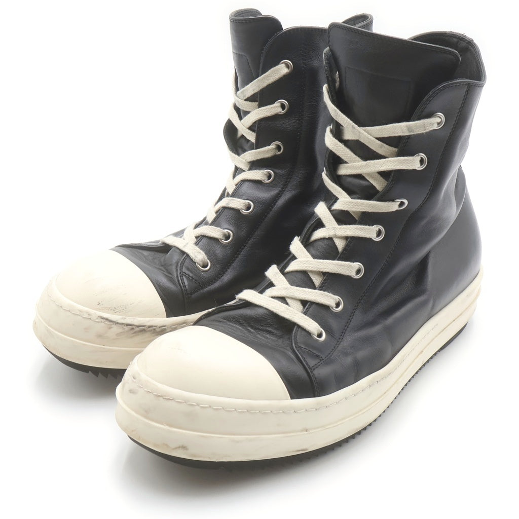 Rick Owens(リックオウエンス) RAMONES ラモーンズ サイドジップレザーハイカットスニーカー レースアップシューズ ブラック 28797