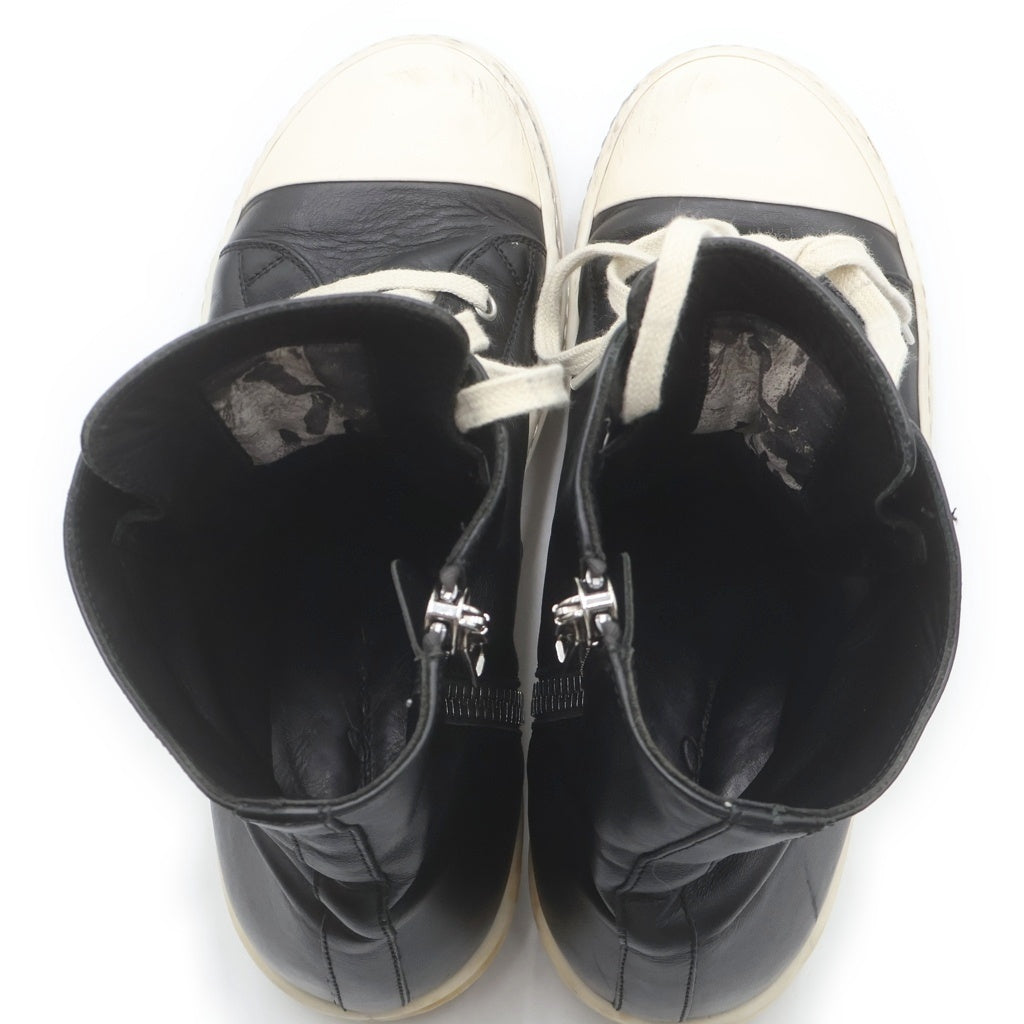 Rick Owens(リックオウエンス) RAMONES ラモーンズ サイドジップレザーハイカットスニーカー レースアップシューズ ブラック 28797