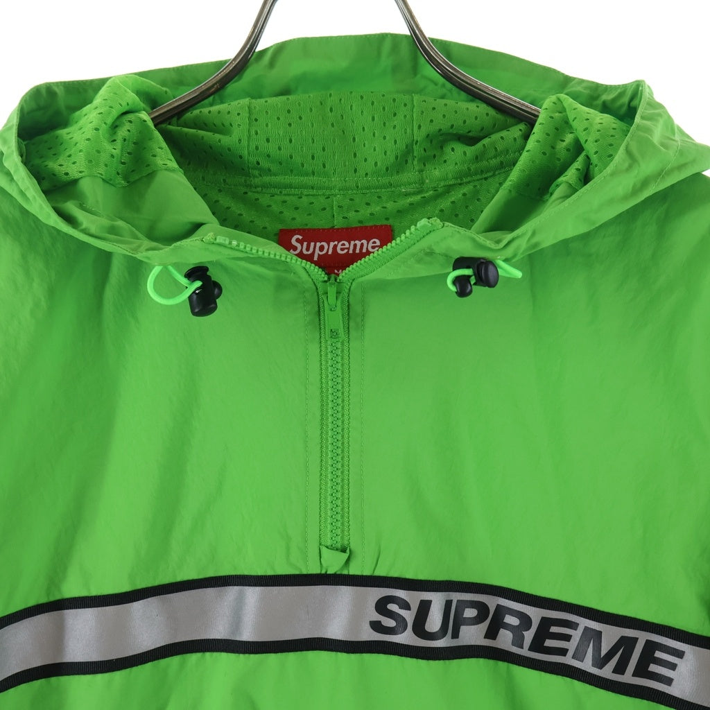 SUPREME(シュプリーム) 18SS Reflective Taping Hooded Pullover リフレクティブ テーピング フーデッドナイロンジャケット グリーン
