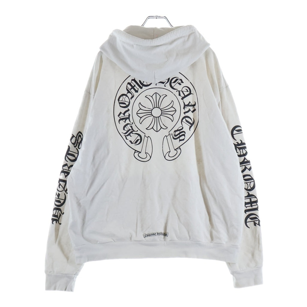 CHROME HEARTS(クロムハーツ) Vertical Logo Zip Up Hoodie 袖プリント ヴァーティカル ロゴ ジップアップフーディー パーカー ホワイト