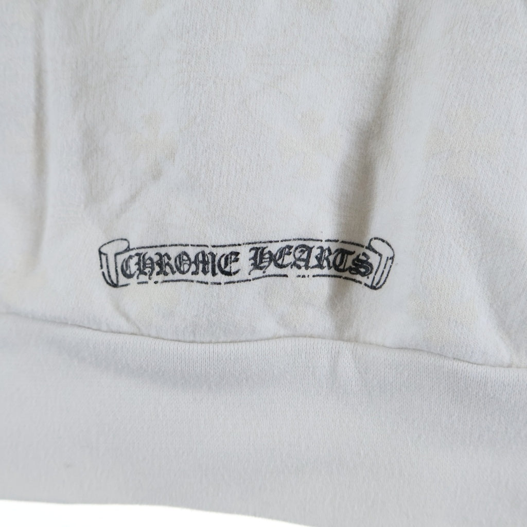 CHROME HEARTS(クロムハーツ) Vertical Logo Zip Up Hoodie 袖プリント ヴァーティカル ロゴ ジップアップフーディー パーカー ホワイト