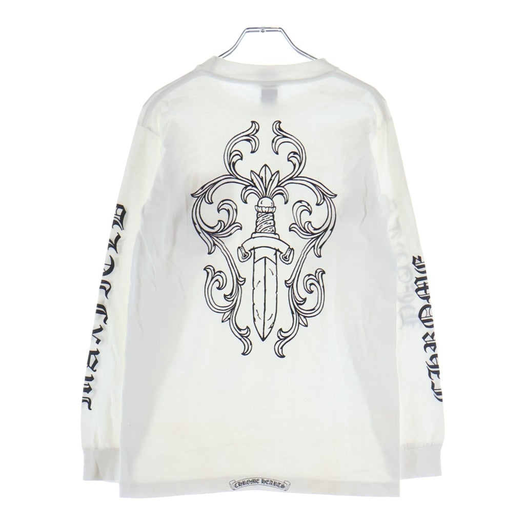 CHROME HEARTS(クロムハーツ) ×MAXFIELD マックスフィールド ダガー スクロールラベル グラフィックプリントロングスリーブTシャツ 長袖カットソー ホワイト
