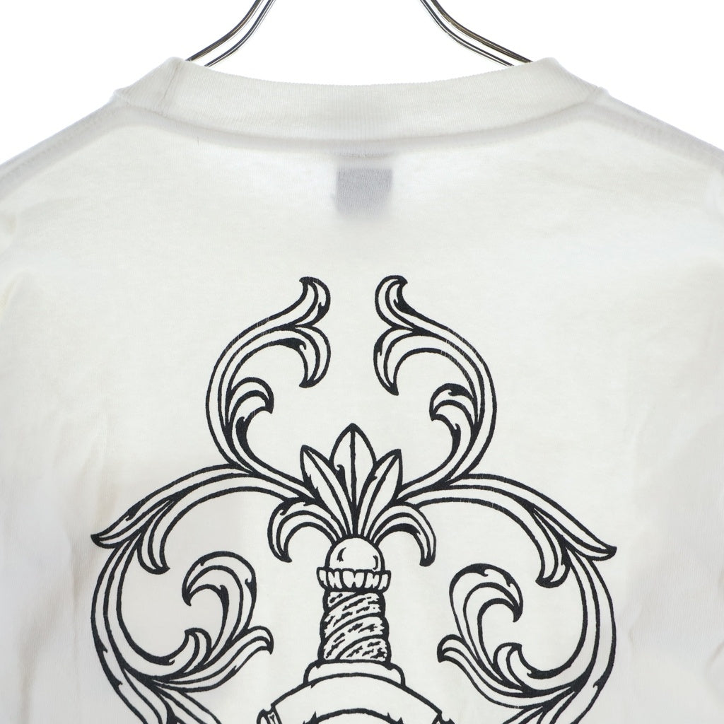 CHROME HEARTS(クロムハーツ) ×MAXFIELD マックスフィールド ダガー スクロールラベル グラフィックプリントロングスリーブTシャツ 長袖カットソー ホワイト