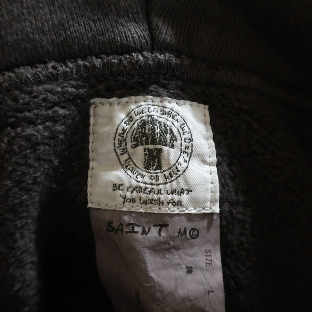 SAINT MICHAEL(セントマイケル) 21AW Hoodie Focus フォーカス ヴィンテージ加工 プルオーバーフーディー パーカー グレー SM-A21-0000-037