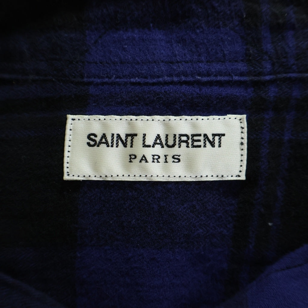 SAINT LAURENT PARIS(サンローランパリ) 17AW コットン フランネルチェック 長袖シャツ ブルー 483071 Y072R