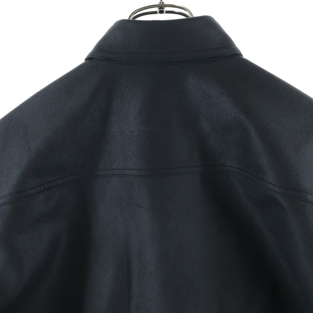JOHN LAWRENCE SULLIVAN(ジョンローレンスサリバン) 22AW VEGAN LEATHER OVERSIZED SHIRT ヴィーガンレザー オーバーサイズ 長袖シャツ ブラック 3B002-0222-19