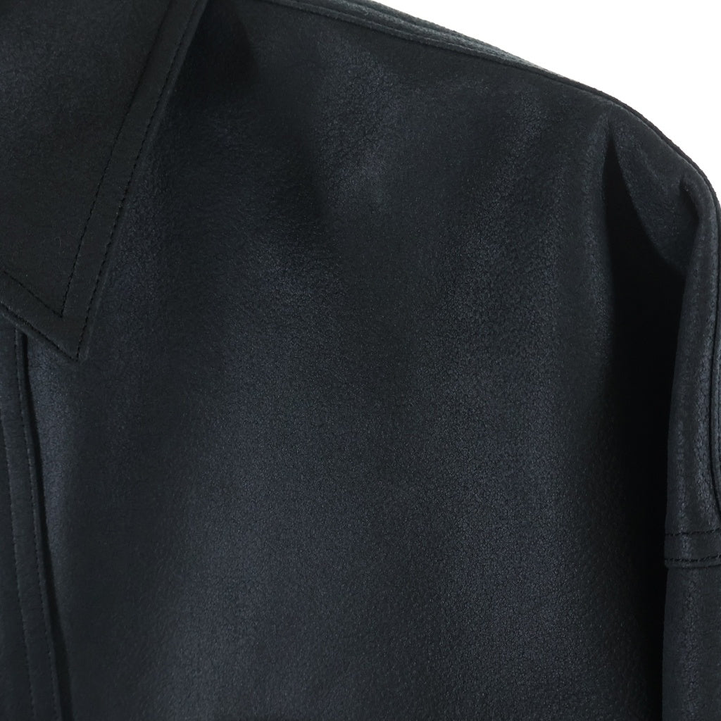 JOHN LAWRENCE SULLIVAN(ジョンローレンスサリバン) 22AW VEGAN LEATHER OVERSIZED SHIRT ヴィーガンレザー オーバーサイズ 長袖シャツ ブラック 3B002-0222-19