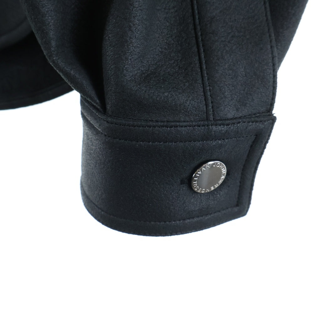 JOHN LAWRENCE SULLIVAN(ジョンローレンスサリバン) 22AW VEGAN LEATHER OVERSIZED SHIRT ヴィーガンレザー オーバーサイズ 長袖シャツ ブラック 3B002-0222-19