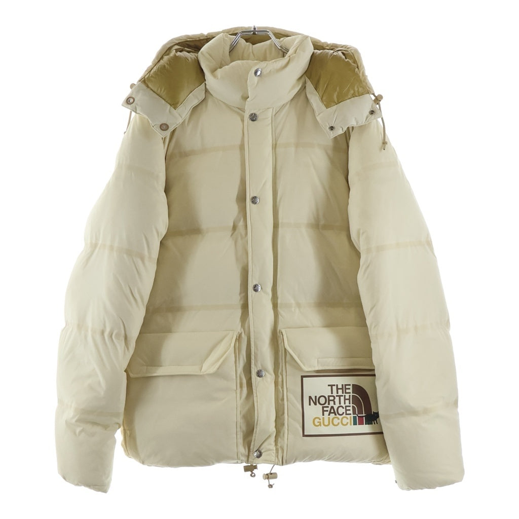 GUCCI(グッチ) 21AW ×THE NORTH FACE ノースフェイス ロゴプリント フーデッドダウンジャケット アイボリー 663753 XAAC0
