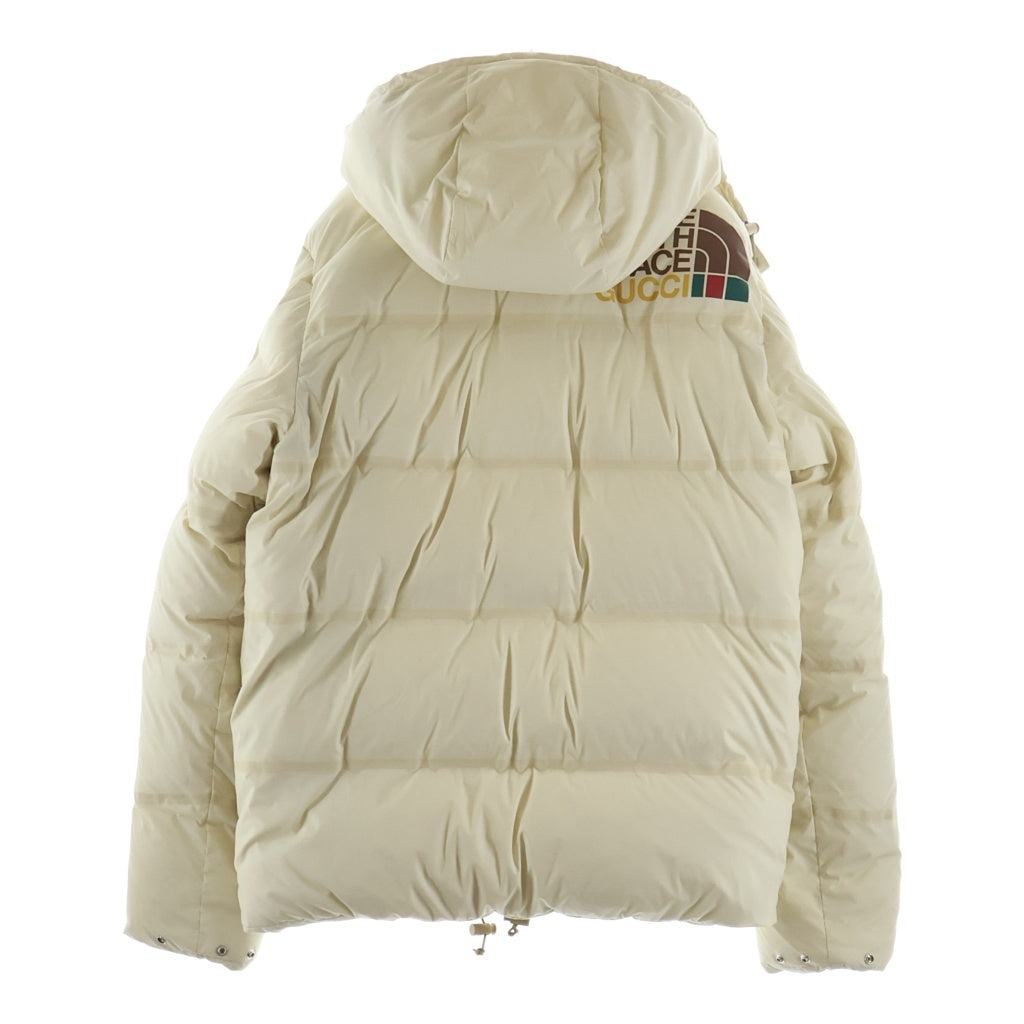 GUCCI(グッチ) 21AW ×THE NORTH FACE ノースフェイス ロゴプリント フーデッドダウンジャケット アイボリー 663753 XAAC0