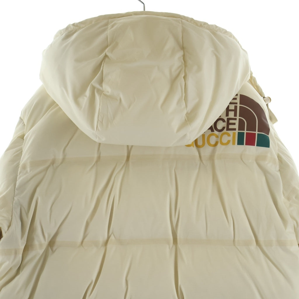 GUCCI(グッチ) 21AW ×THE NORTH FACE ノースフェイス ロゴプリント フーデッドダウンジャケット アイボリー 663753 XAAC0