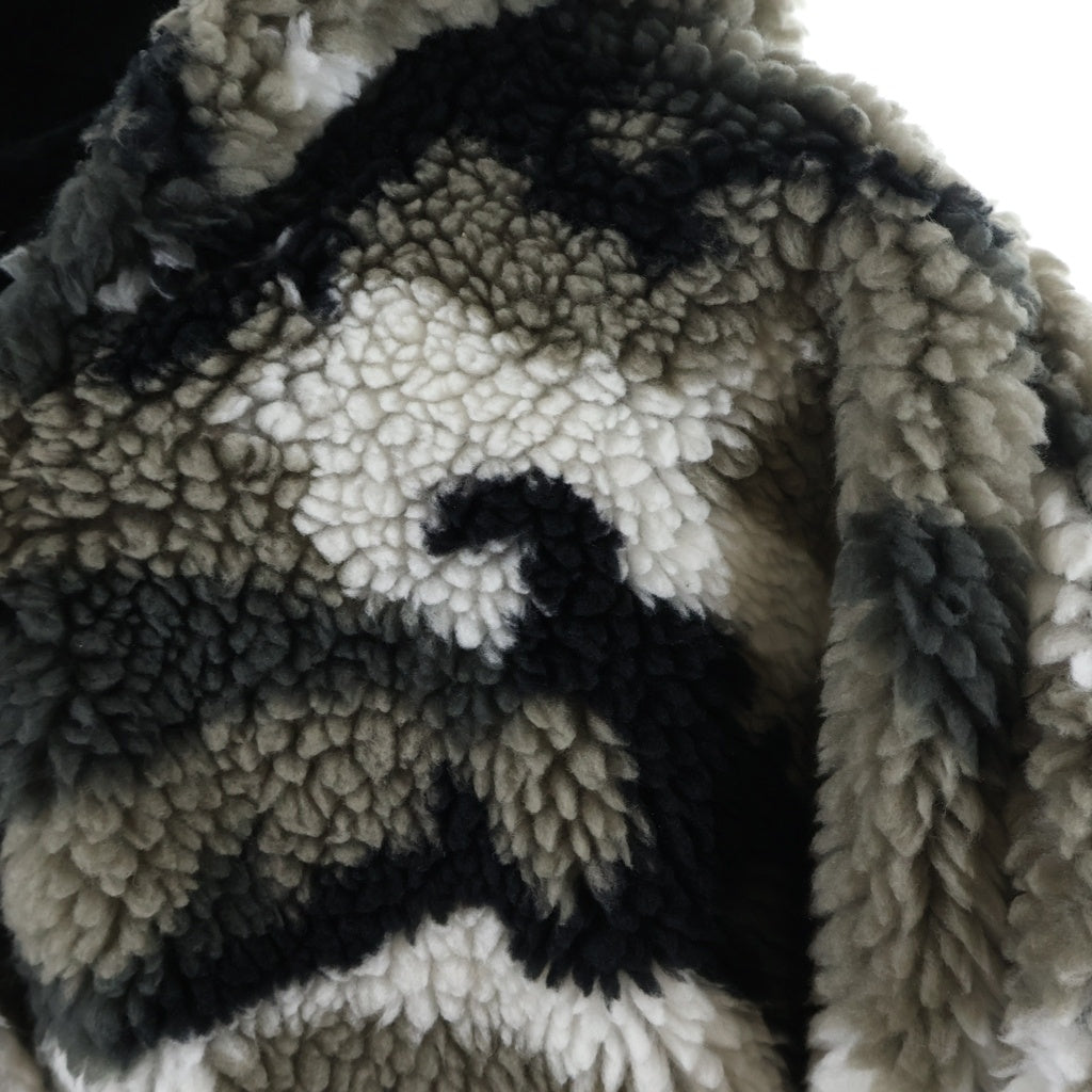 BALENCIAGA(バレンシアガ) 24AW Ski Zip-Up Hooded Teddy Jacket スキー ジップアップ フーディー テディジャケット グレー/カーキ/ホワイト 809469 TPQ11