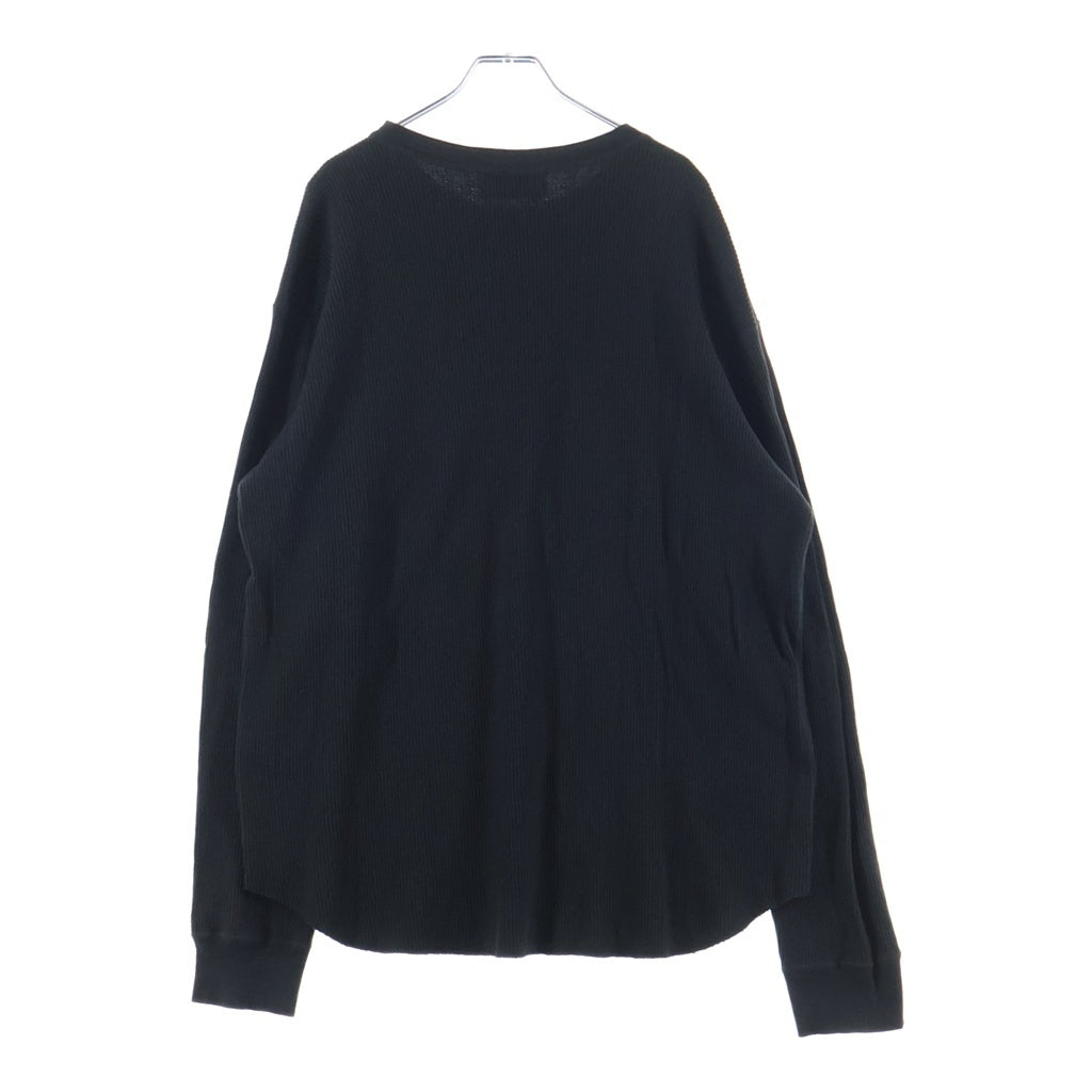 UNUSED(アンユーズド) 23AW LONG SLEEVE WAFFLE T-SHIRTS コットンワッフル 長袖クルーネックカットソー ブラック US2368