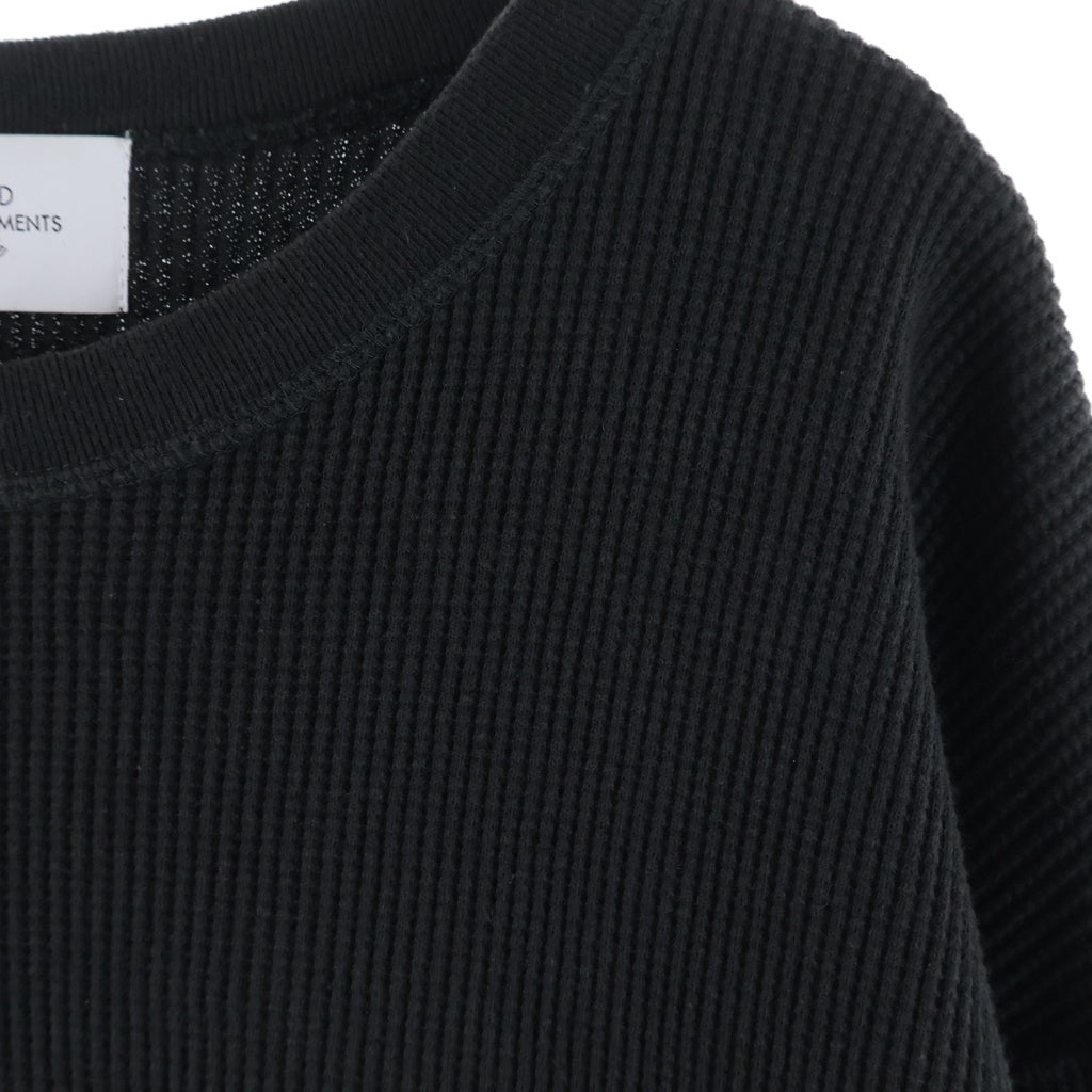 UNUSED(アンユーズド) 23AW LONG SLEEVE WAFFLE T-SHIRTS コットンワッフル 長袖クルーネックカットソー ブラック US2368
