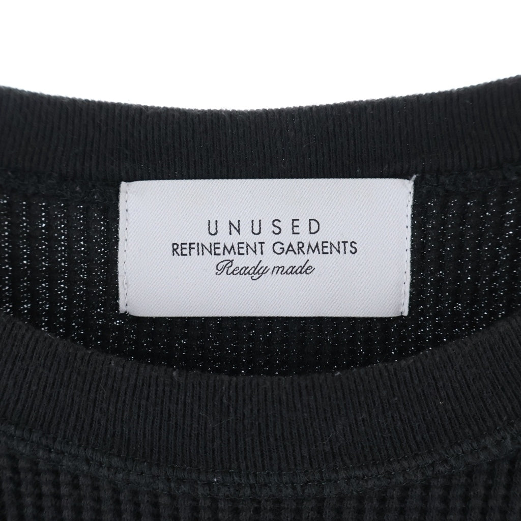 UNUSED(アンユーズド) 23AW LONG SLEEVE WAFFLE T-SHIRTS コットンワッフル 長袖クルーネックカットソー ブラック US2368