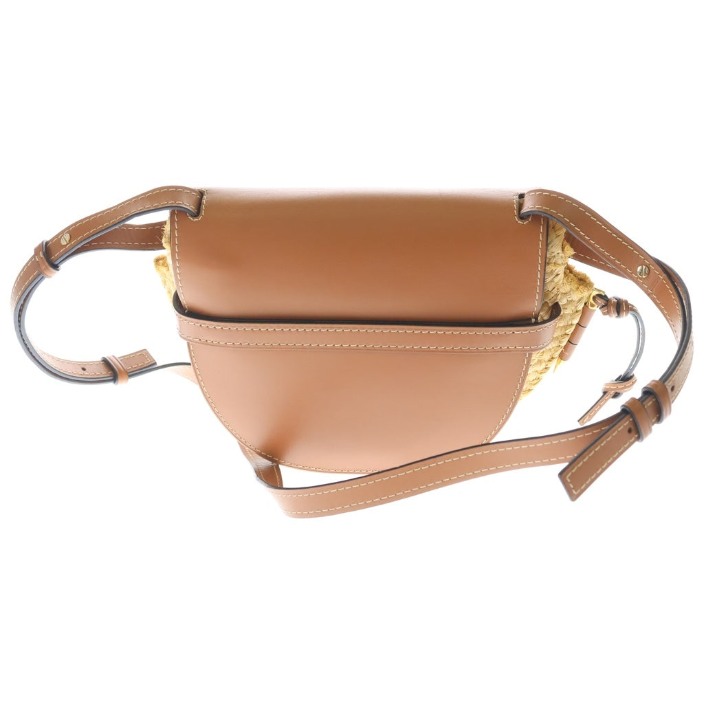 LOEWE(ロエベ) 19SS ゲートバッグ スモール ラフィア レザーショルダーバッグ ブラウン/ベージュ 329.13.T20 レディース
