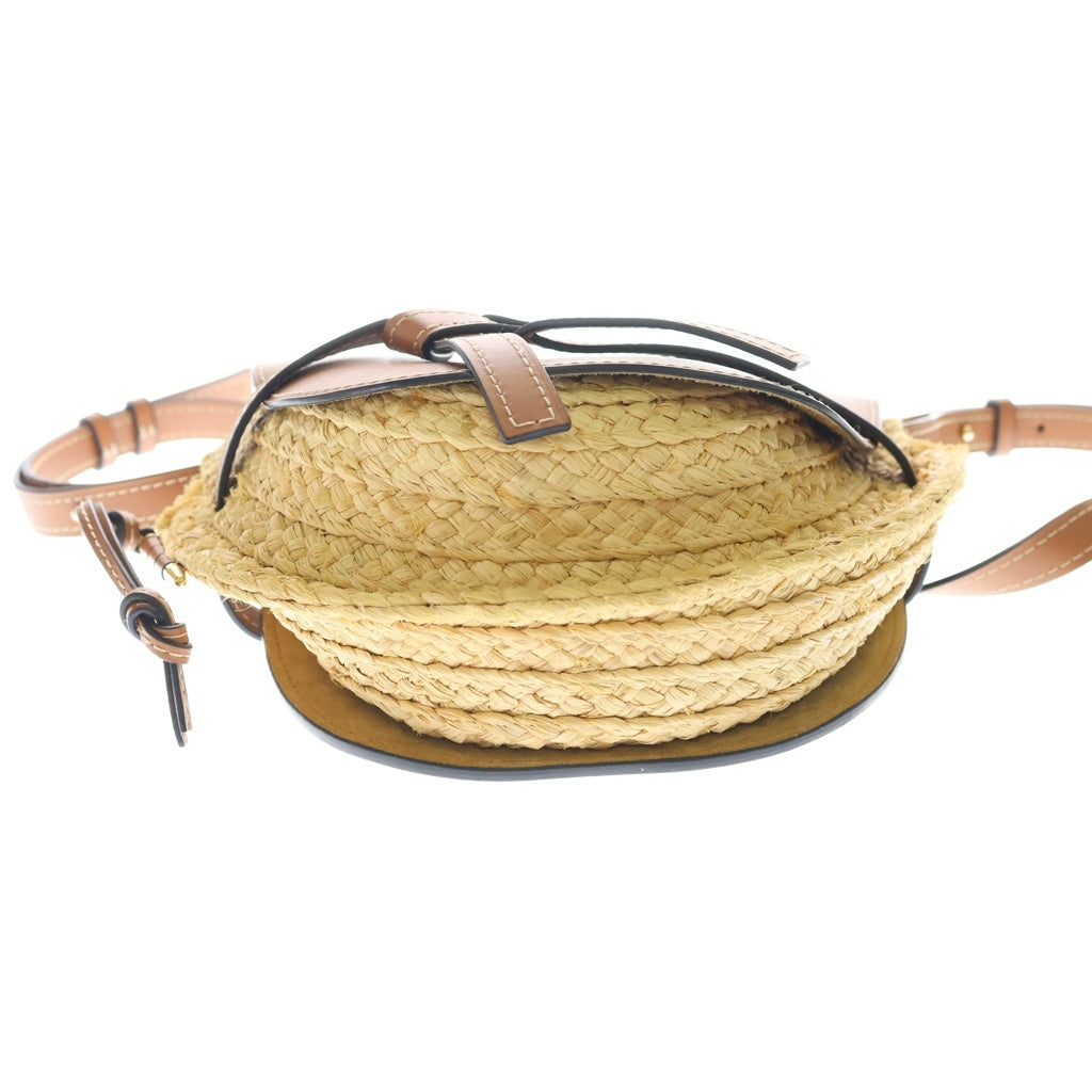 LOEWE(ロエベ) 19SS ゲートバッグ スモール ラフィア レザーショルダーバッグ ブラウン/ベージュ 329.13.T20 レディース