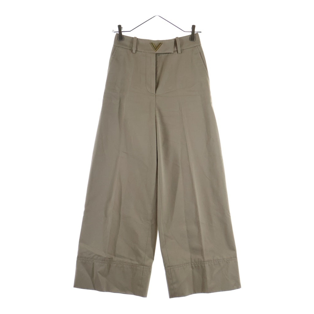 VALENTINO(ヴァレンティノ) 22SS ロゴプレート ジップフライ ワイドチノパンツ レディース ベージュ XB3RB4M06U5
