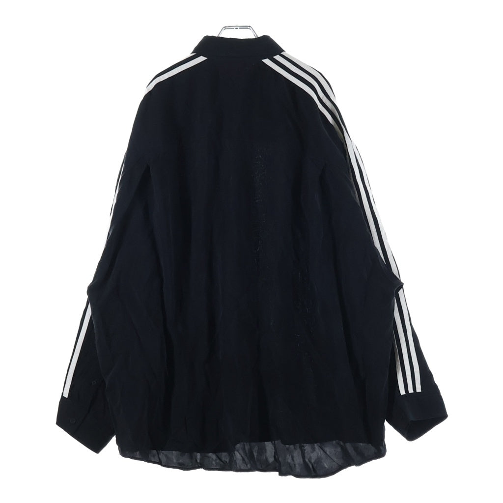 BALENCIAGA(バレンシアガ) ×ADIDAS CUPRO SHIRT アディダス 胸ロゴ サイドライン 長袖キュプラシャツ ブラック 725366 TN040