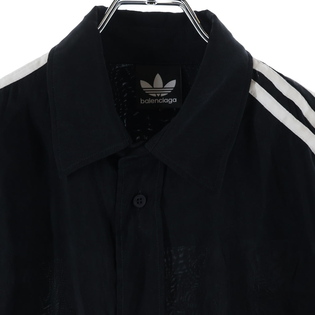 BALENCIAGA(バレンシアガ) ×ADIDAS CUPRO SHIRT アディダス 胸ロゴ サイドライン 長袖キュプラシャツ ブラック 725366 TN040