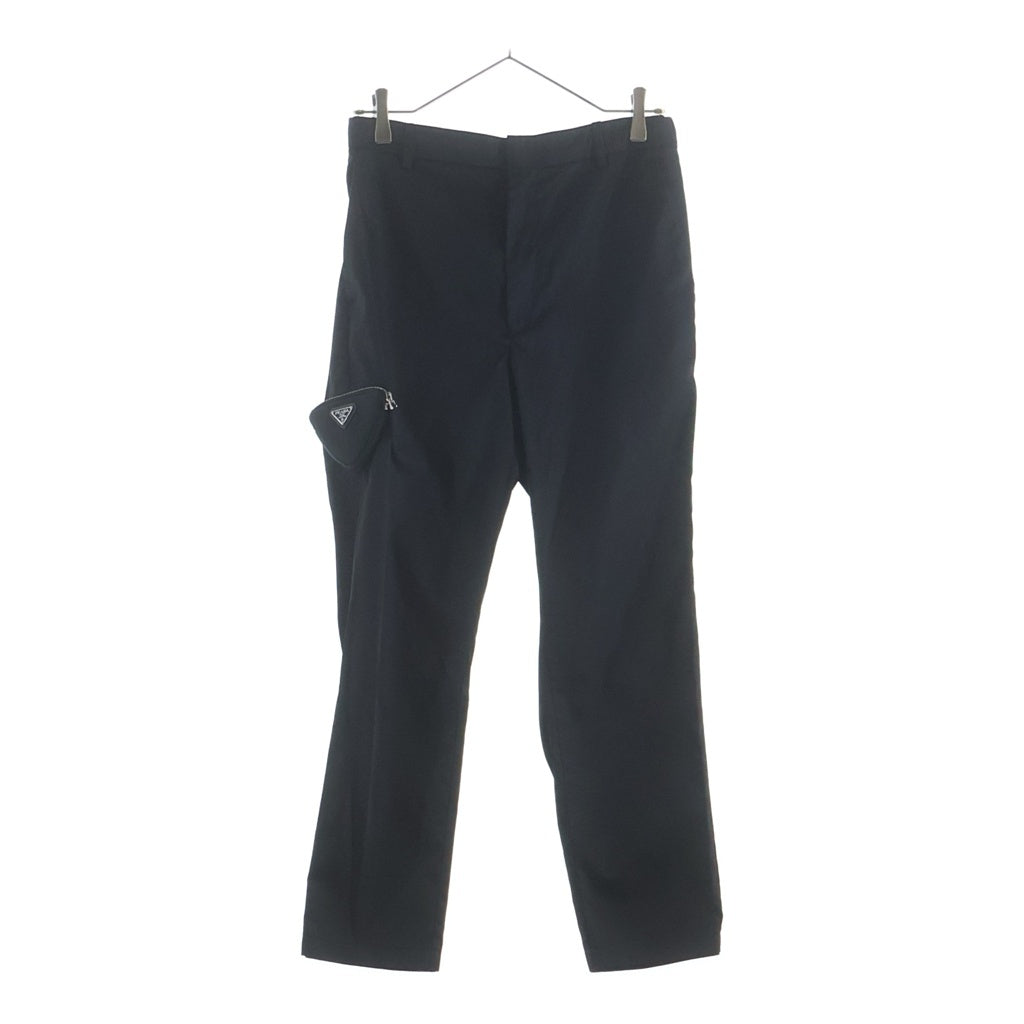 PRADA(プラダ) 21SS RE-NYLON 三角ロゴプレート サイドポケットデザイン ナイロンイージーパンツ ブラック SPH140 S212 1WQ8