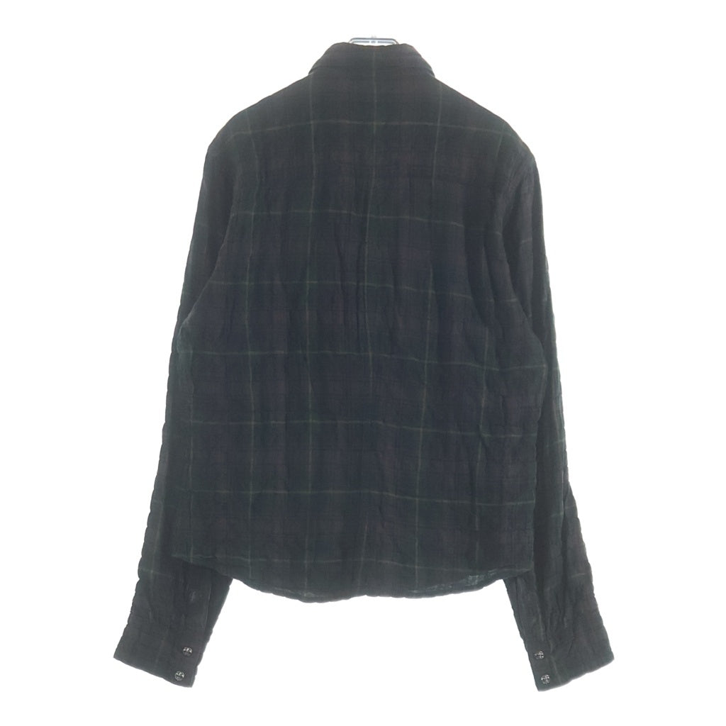 CHROME HEARTS(クロムハーツ) LOOSEENDS LS ルーズエンド 袖フレアパッチ フレアボールボタンボタン 長袖チェックシャツ グリーン