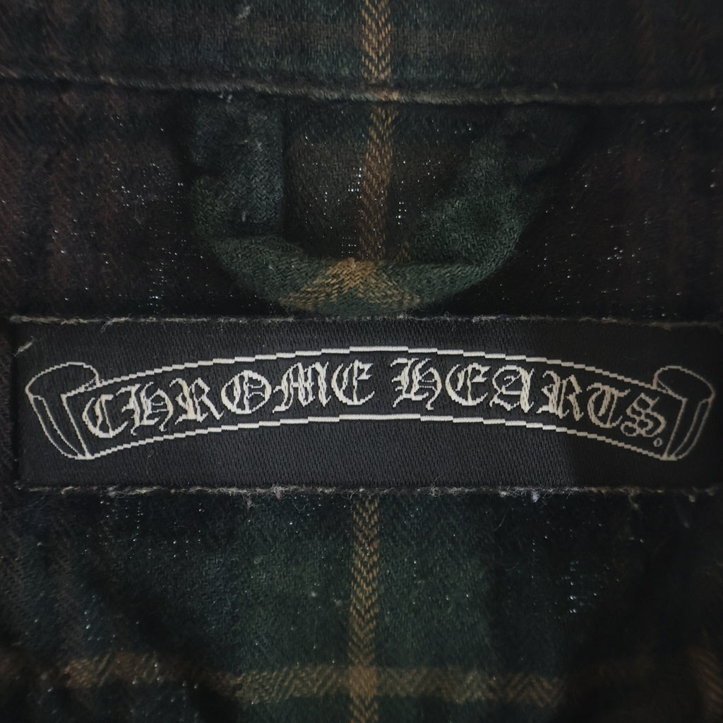 CHROME HEARTS(クロムハーツ) LOOSEENDS LS ルーズエンド 袖フレアパッチ フレアボールボタンボタン 長袖チェックシャツ グリーン