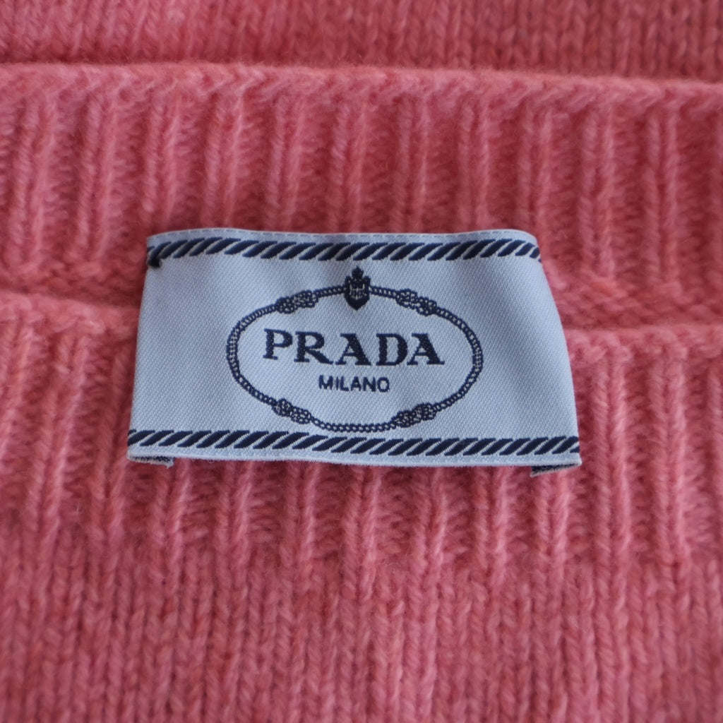 PRADA(プラダ) カシミア混 長袖クルーネック ウールニットセーター ピンク P24T0M