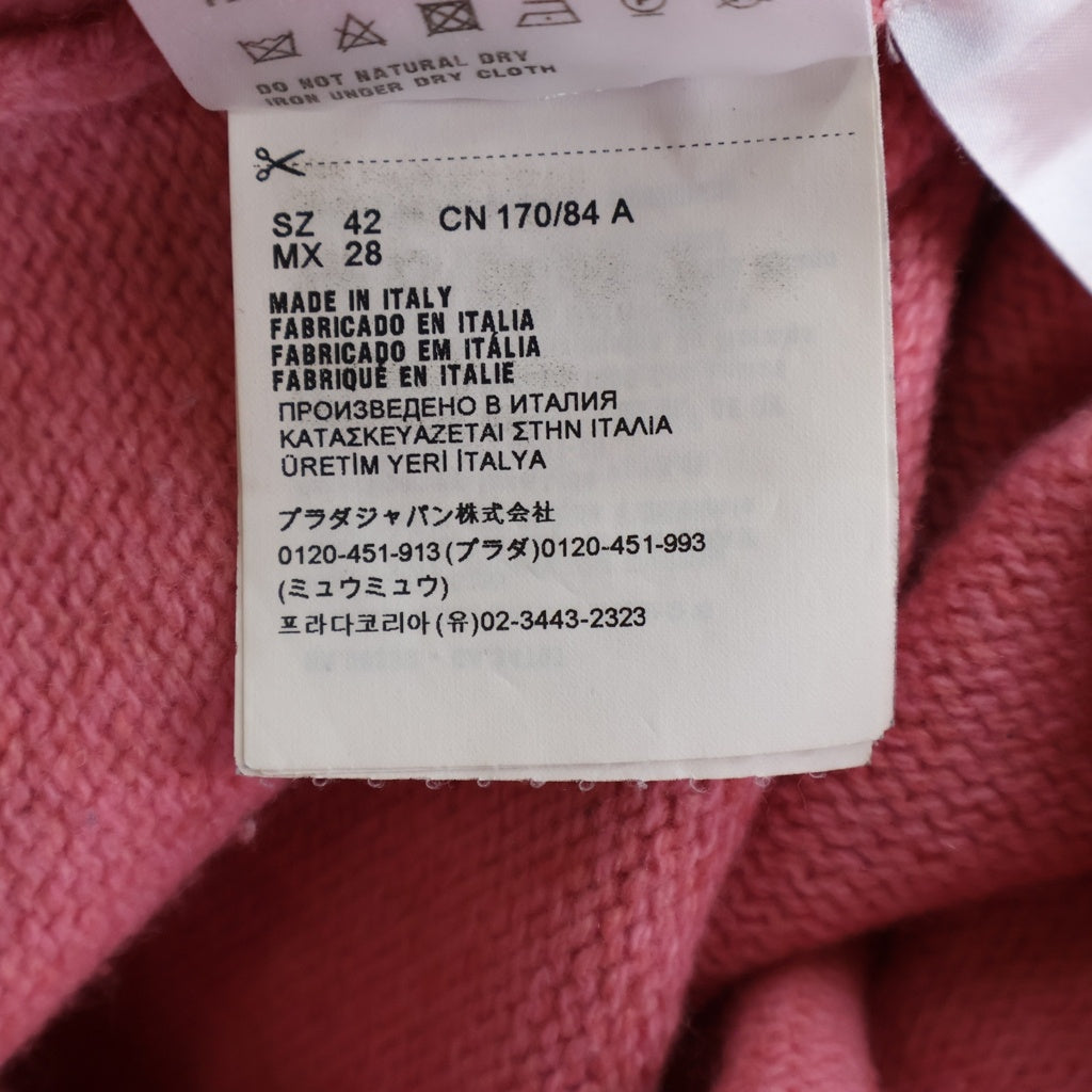 PRADA(プラダ) カシミア混 長袖クルーネック ウールニットセーター ピンク P24T0M