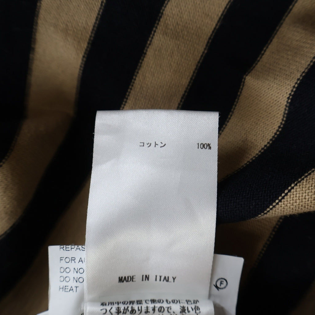 JIL SANDER(ジルサンダー) オーバーサイズ ポケット付 ボーダーTシャツ 半袖クルーネックカットソー ブラウン/ブラック JSU0707011 M024711891