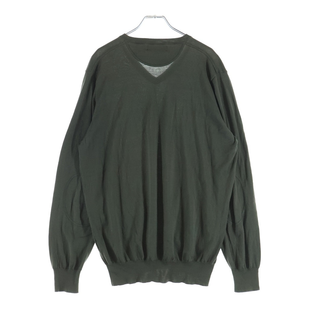 BRUNELLO CUCINELLI(ブルネロクチネリ) エルボーステッチ Vネックニットセーター オリーブ